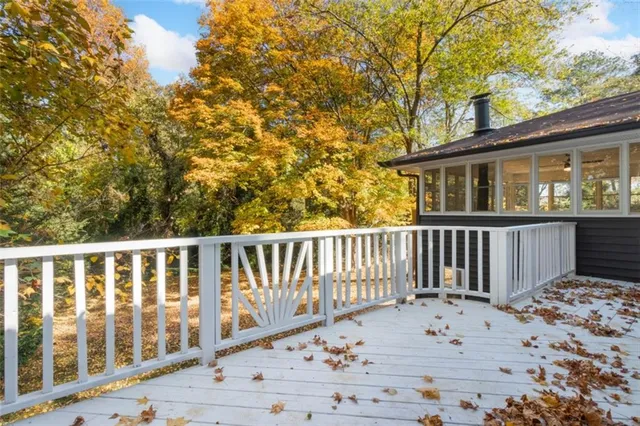 a view of a wooden bench on the roof