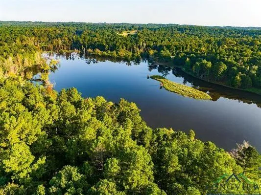 an aerial view of a houses with a lake view