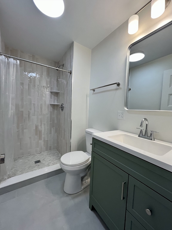 374 A Centre Street, Unit 3 Boston, MA 02130 - Photo 8 of 11 a bathroom with a sink toilet a mirror and shower