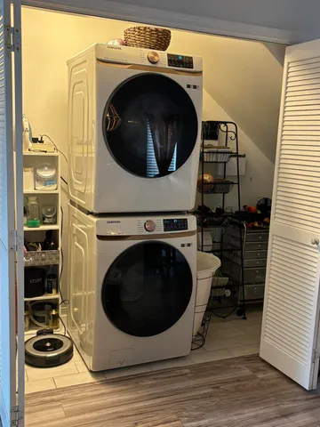 a utility room with a washer and dryer