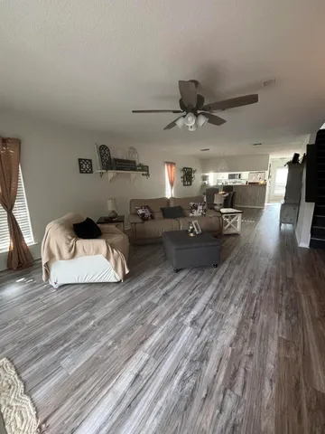 a living room with furniture