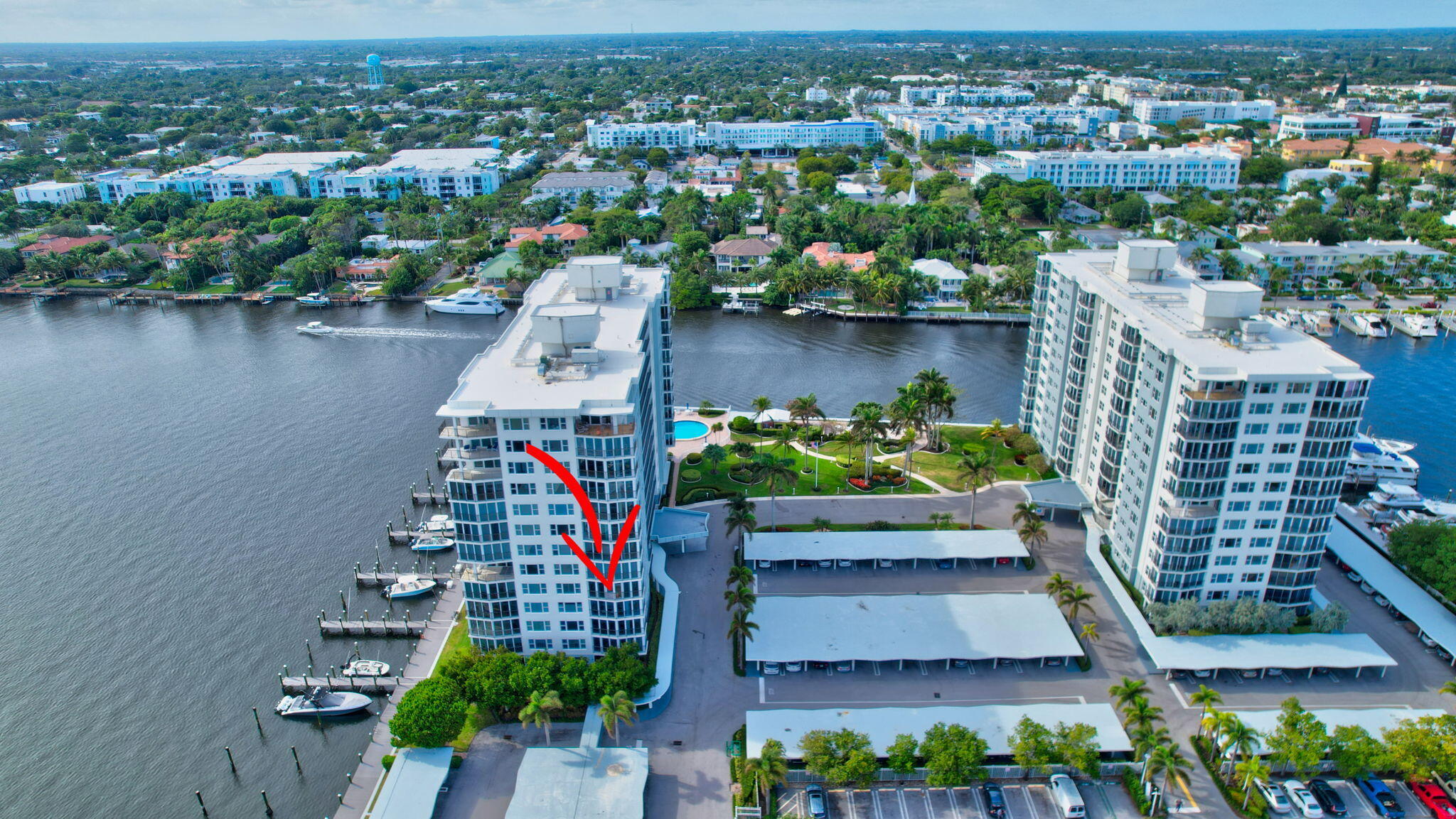 220 Mac Farlane Drive, Unit S505 Delray Beach, FL 33483 - Photo 53 of 72 an aerial view of a house with a garden and lake view