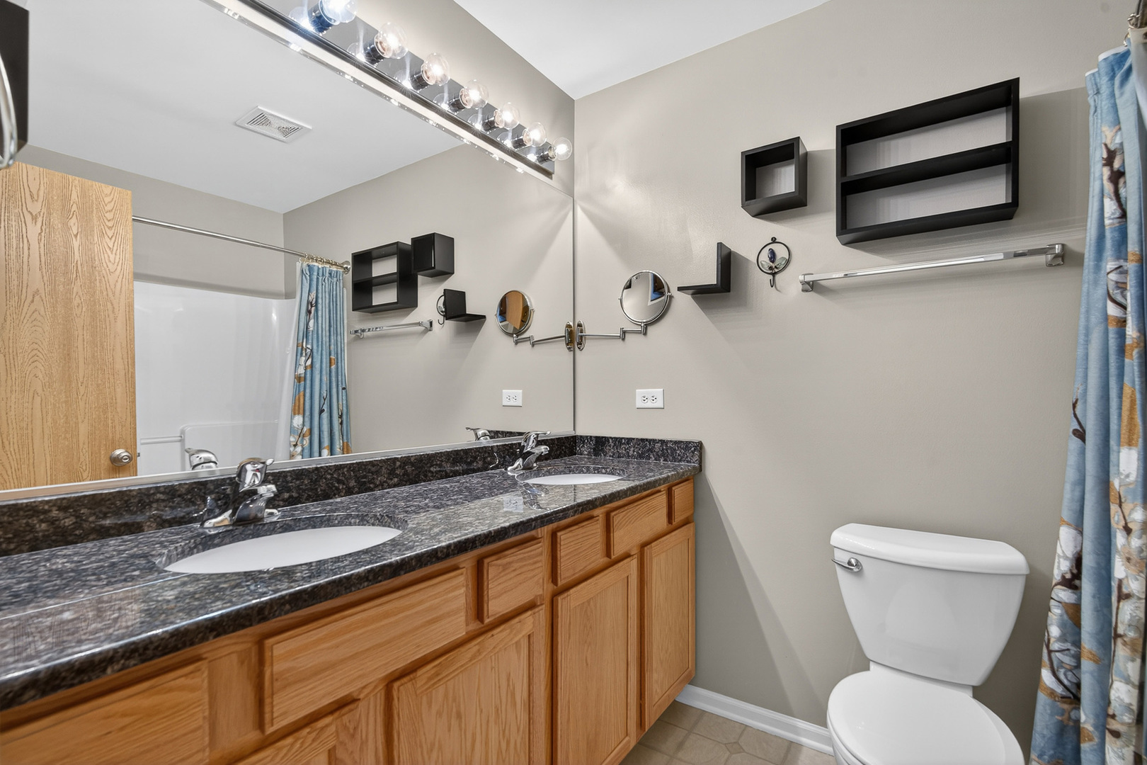 234 Longview Drive Elgin, IL 60124 - Photo 25 of 37 a bathroom with a granite countertop sink a toilet and mirror