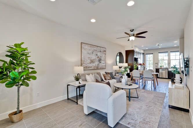 2045 Atlas Loop Mountain View, CA 94043 - Photo 9 of 30 a living room with furniture potted plant and a chandelier