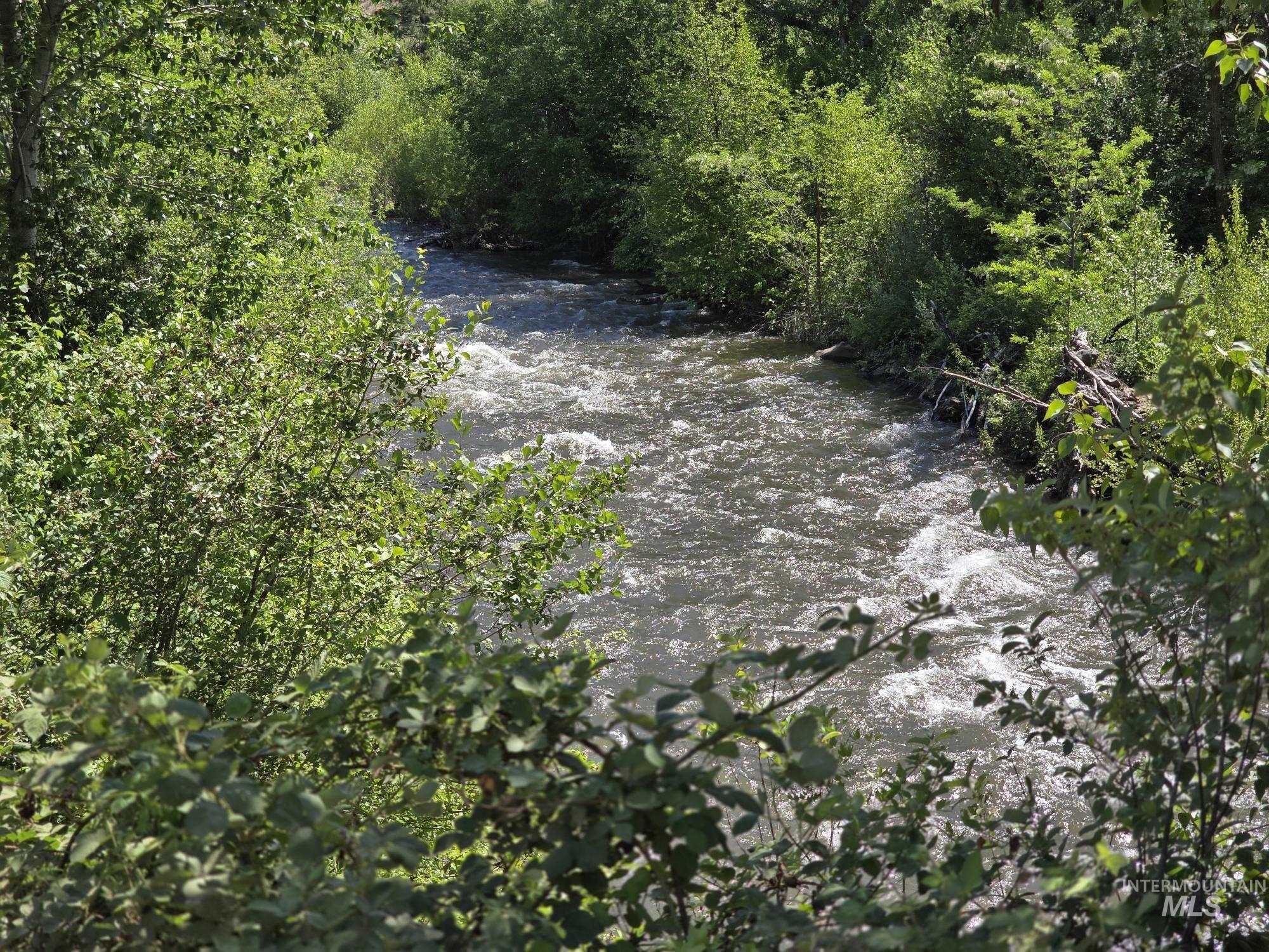 View of wooded area featuring a water view
