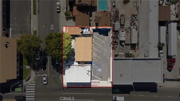 aerial view of a house with outdoor space