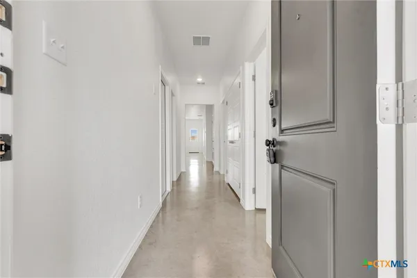 a view of a hallway with a elevator