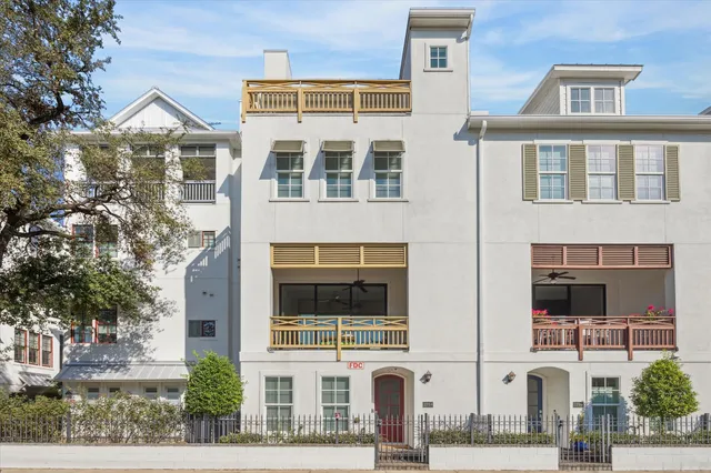 a front view of a multi story building