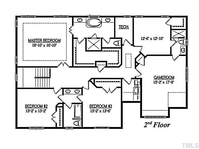 12221 Kyle Abbey Lane Raleigh, NC 27613 - Photo 25 of 25 2nd Floor Plan