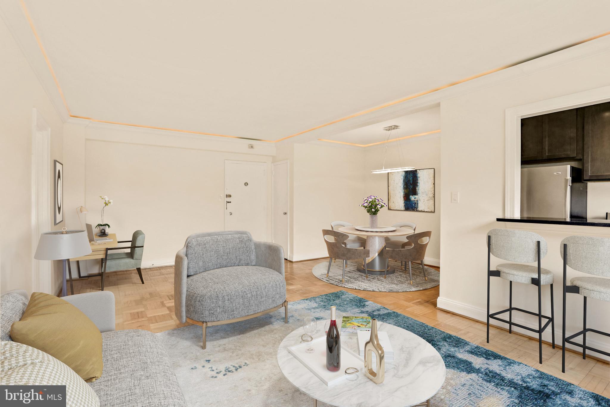 2500 Q Street Northwest, Unit 219 Washington, DC 20007 - Photo 4 of 22 Living | Dining | Home Office (virtually staged)