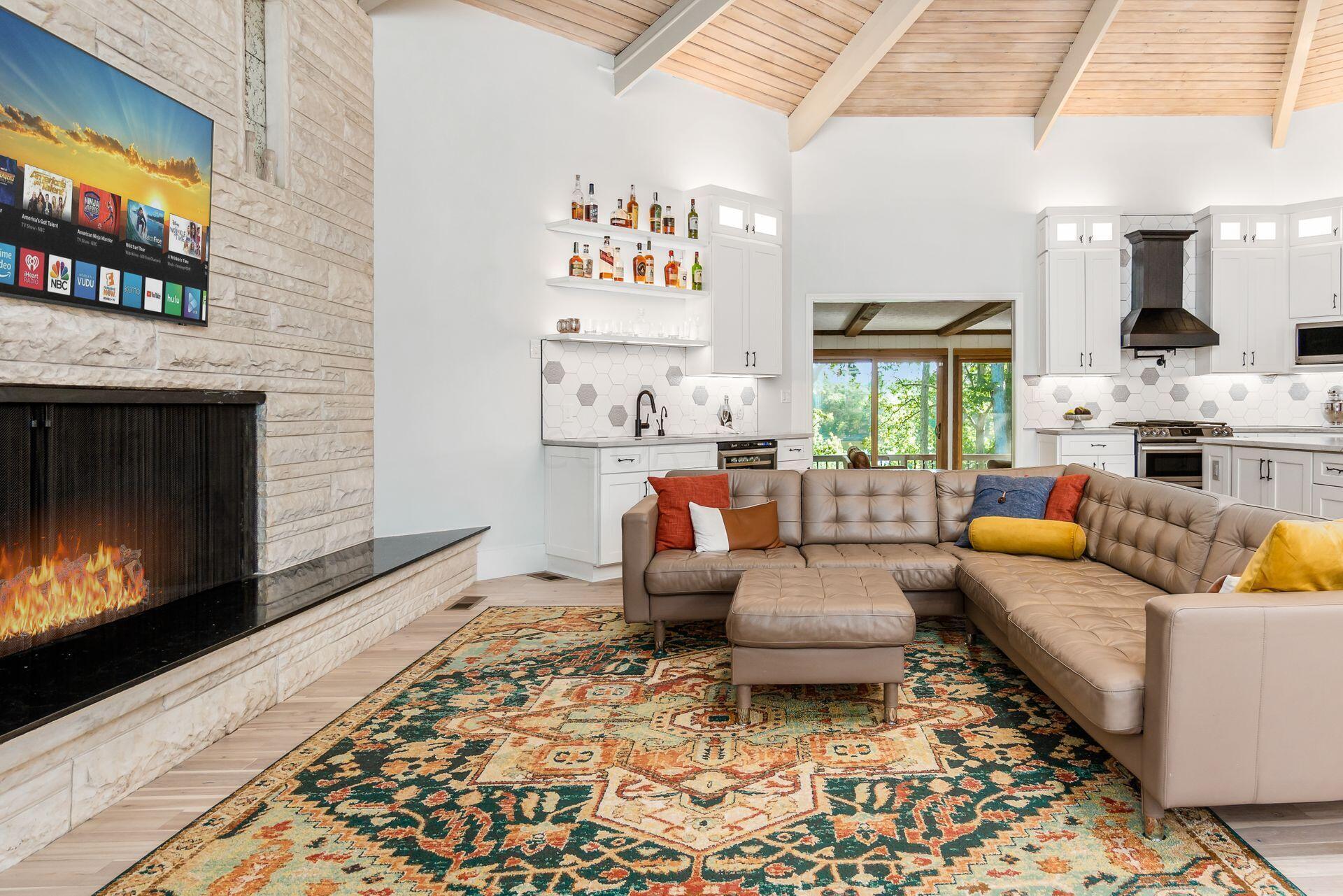 4610 Red Bank Road Galena, OH 43021 - Photo 23 of 88 Family room portion of open concept with inviting space, 8 foot fireplace and granite stone chimney. Total room measures 27’8” x 33’8”