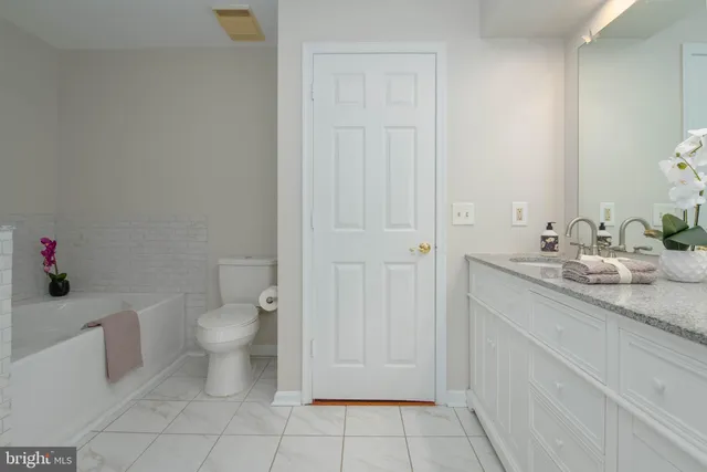 a bathroom with a sink toilet and vanity