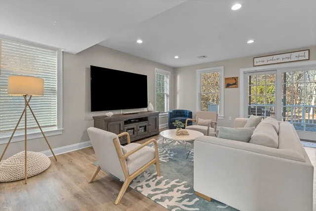 a view of a yard with swimming pool