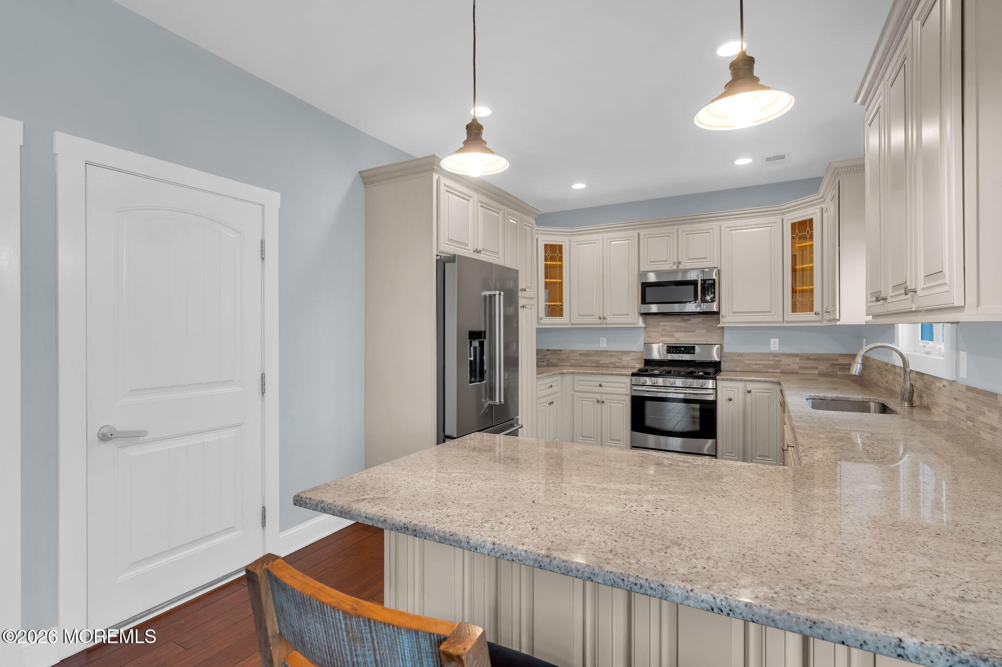 4 Conor Court Bayville, NJ 08721 - Photo 35 of 45 a kitchen with stainless steel appliances granite countertop a sink refrigerator and microwave