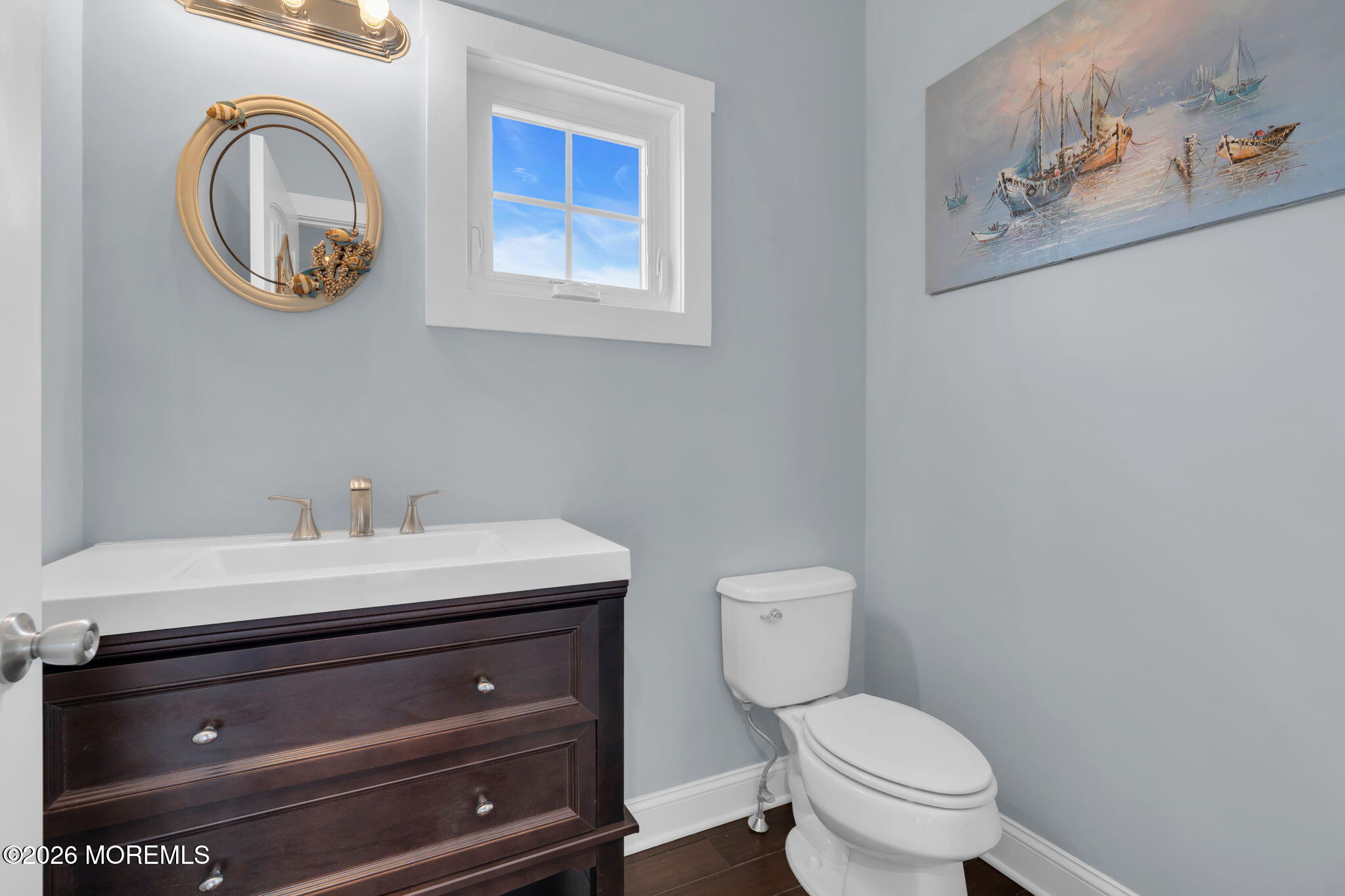 4 Conor Court Bayville, NJ 08721 - Photo 40 of 45 a bathroom with a toilet a sink and a mirror