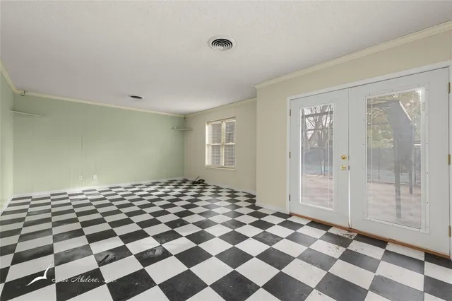 a black and white checkered floor