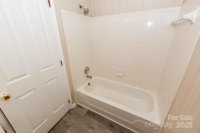 a bathroom with a bathtub