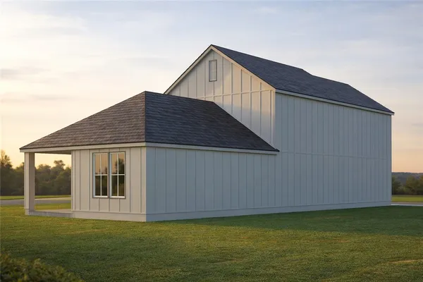 a house view with a garden space