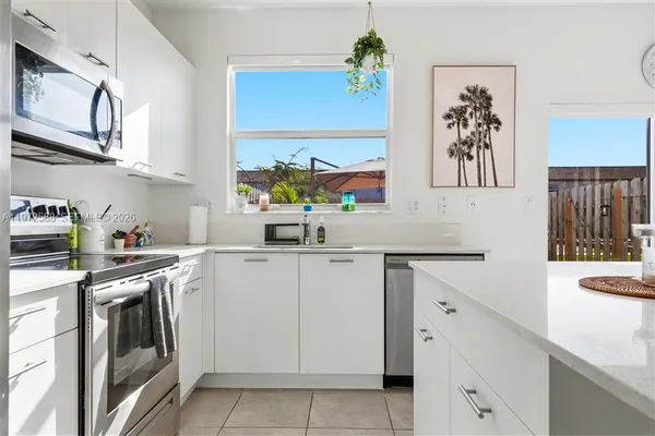a kitchen with stainless steel appliances white cabinets and a stove