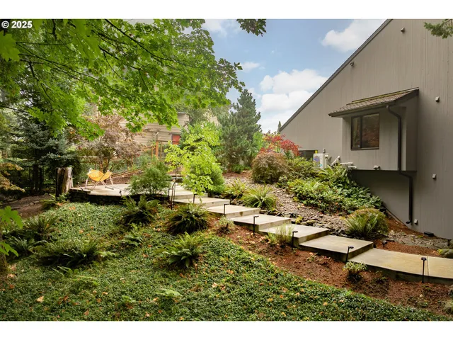 a backyard of a house with lots of green space
