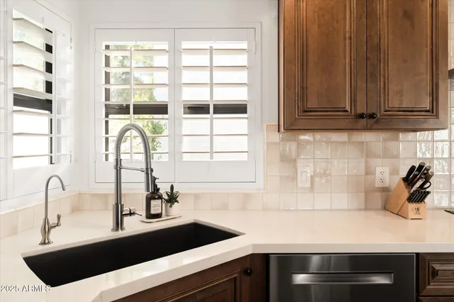 a dining room with furniture