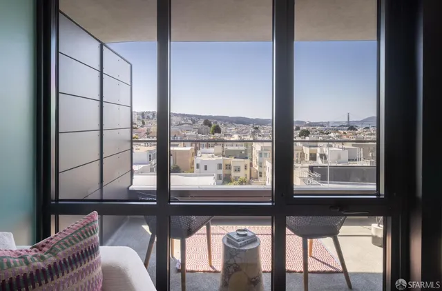 a view of a glass door with a glass door