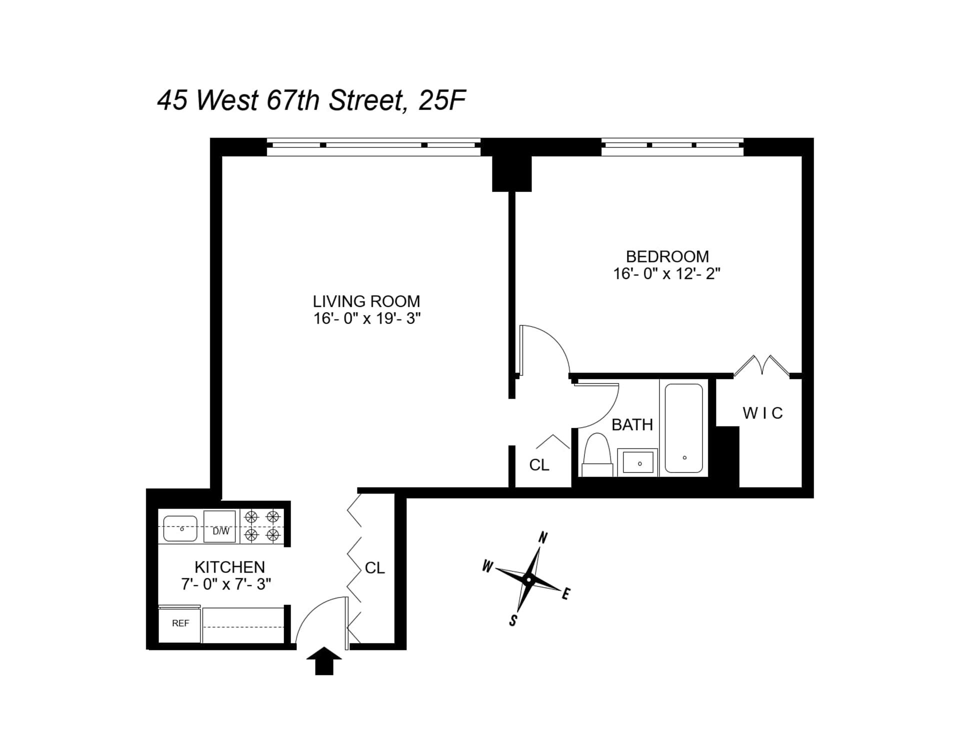 45 West 67th Street, Unit 25F Manhattan, NY 10023 - Photo 9 of 9 a picture of a floor plan