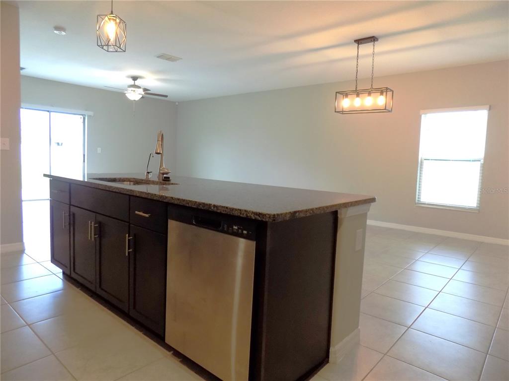 9411 Lemon Drop Loop Sun City Center, FL 33573 - Photo 12 of 47 a kitchen with a sink and chandelier