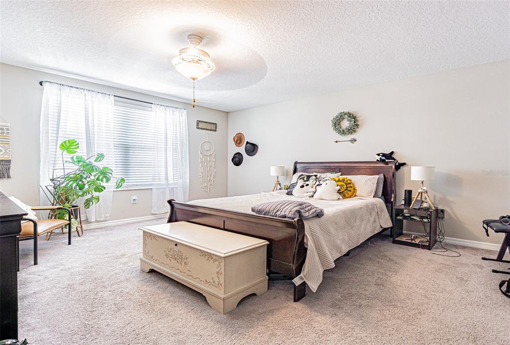 9411 Lemon Drop Loop Sun City Center, FL 33573 - Photo 23 of 47 a bedroom with a bed and a chandelier