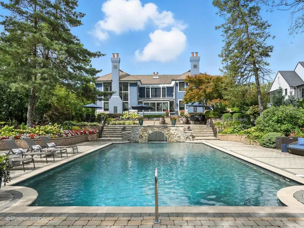 a view of a swimming pool with an outdoor space