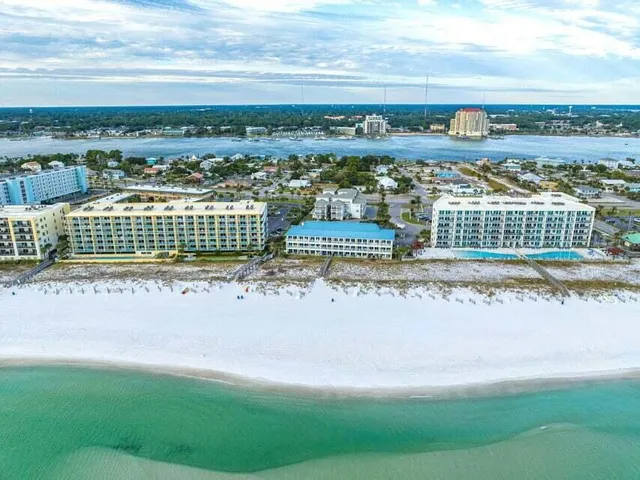a view of a building with a street