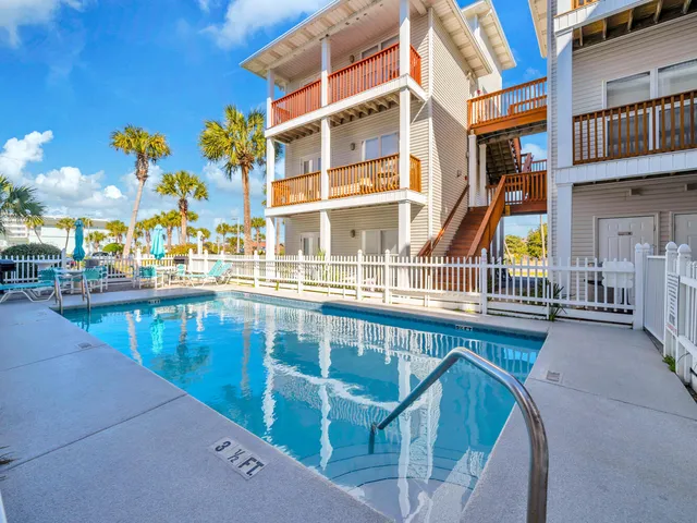 an outdoor view with swimming pool