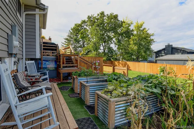 a view of a porch with furniture