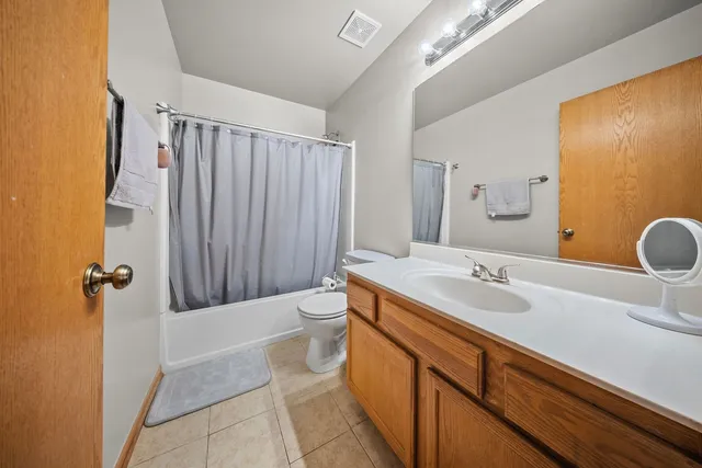a bathroom with a sink a toilet a mirror and vanity