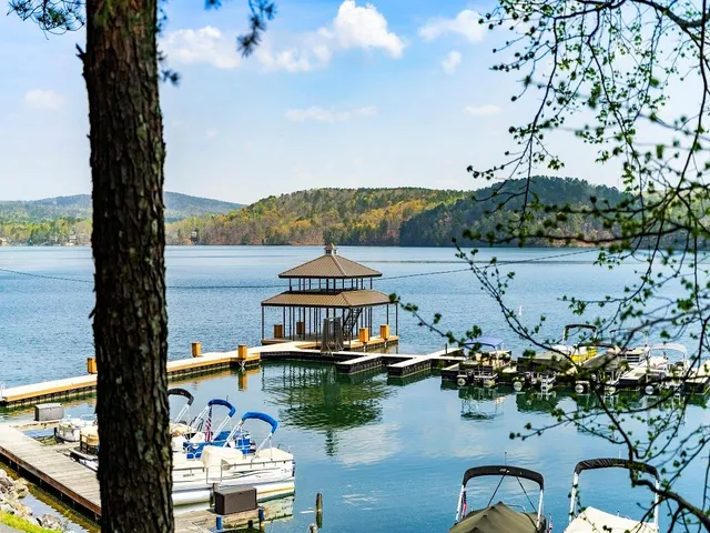 a view of a lake with a mountain view