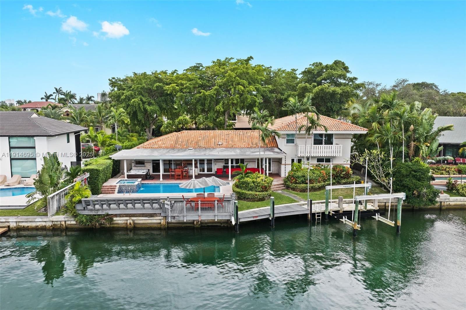 2015 Northeast 120th Road North Miami, FL 33181 - Photo 56 of 67 a aerial view of a house with swimming pool and lake view