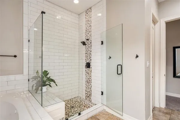 a bathroom with a shower
