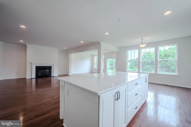 a kitchen with sink and wooden floor