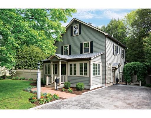 120 Quinobequin Road Newton, MA 02468 - Photo 1 of 8 a front view of a house with a yard