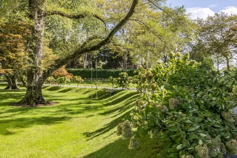 a backyard of a house with lots of green space