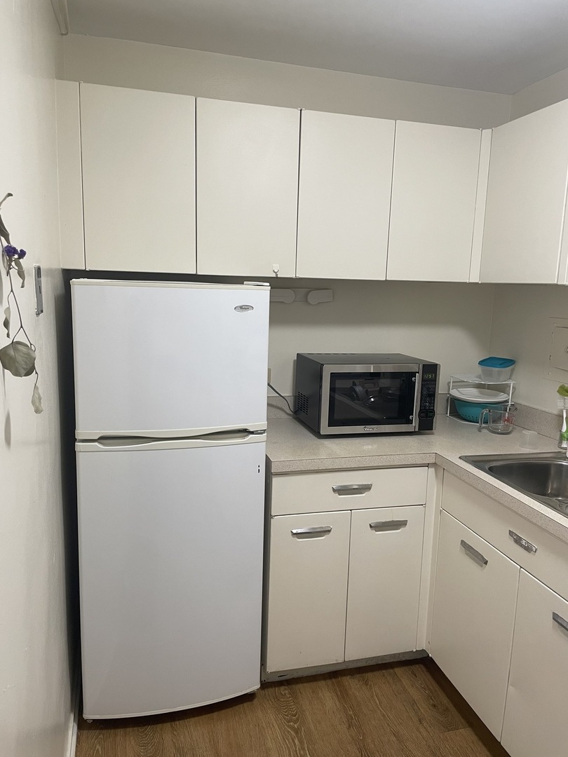 1400 East 55th Place, Unit 613S Chicago, IL 60637 - Photo 10 of 12 a white refrigerator freezer sitting in a kitchen