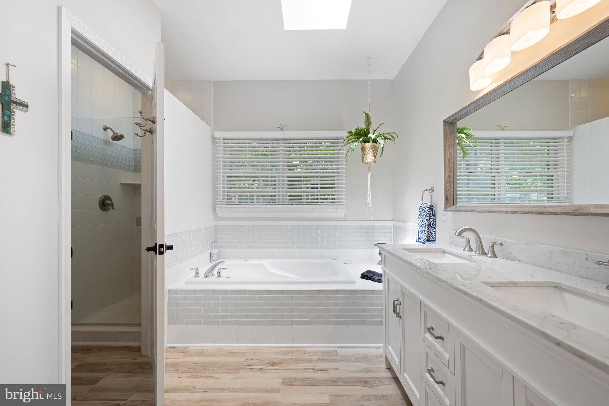 718 Foxtail Drive Bethany Beach, DE 19930 - Photo 18 of 39 a bathroom with a granite countertop tub sink and mirror