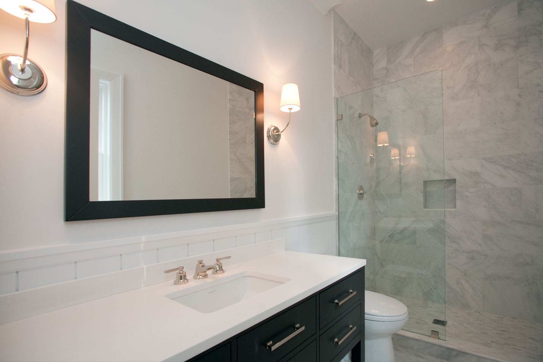 Undisclosed Address Water Mill, NY 11976 - Photo 12 of 16 a bathroom with a sink vanity mirror and shower