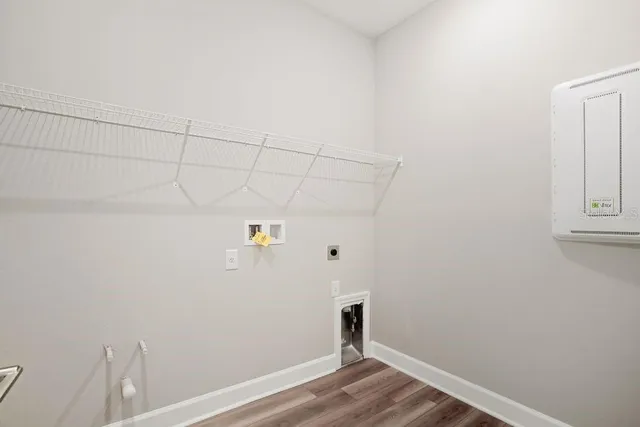 a view of small space with wooden floor