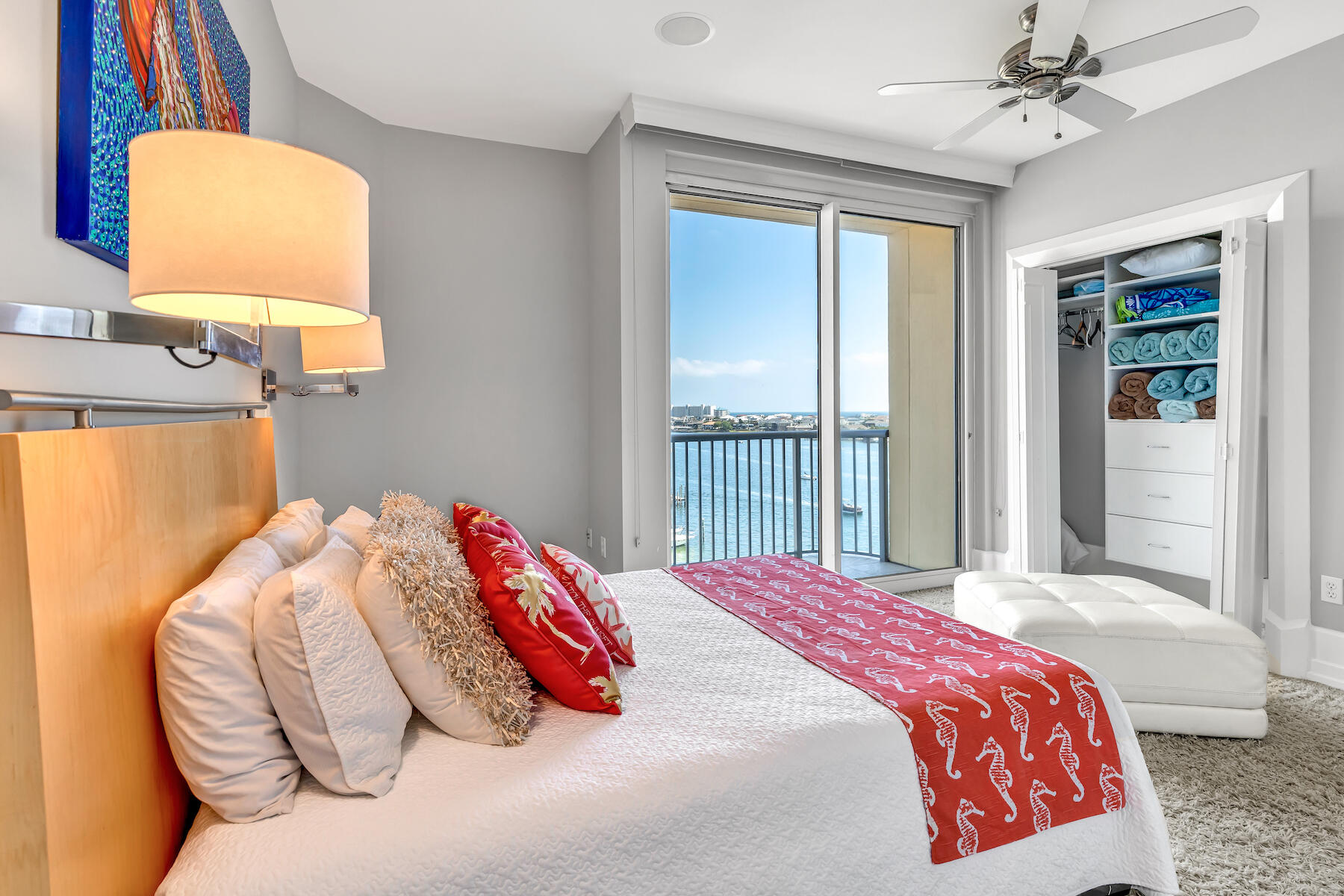 508 Harbor Boulevard, Unit 501 Destin, FL 32541 - Photo 25 of 47 a bedroom with a bed and a window