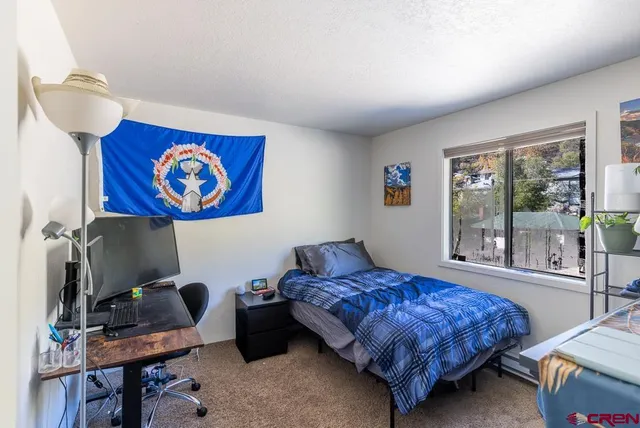 a bedroom with furniture and a window