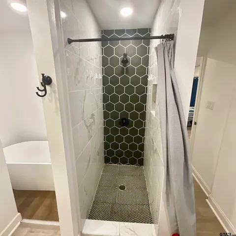 a bathroom with a shower