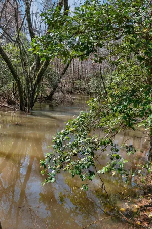 a view of a lake with mountain in background