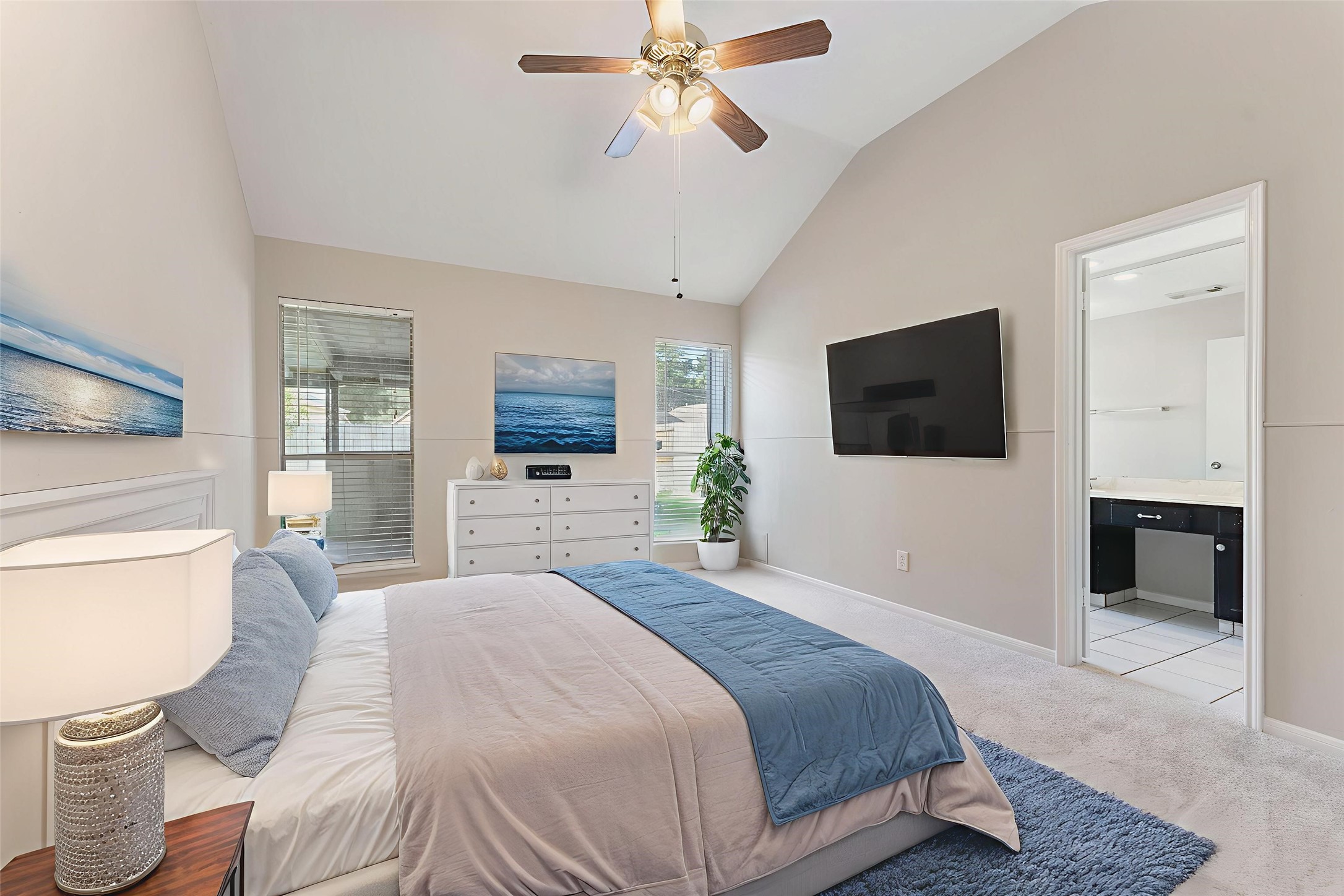 5114 Aberton Lane Spring, TX 77379 - Photo 15 of 31 a bedroom with a bed and a flat screen tv