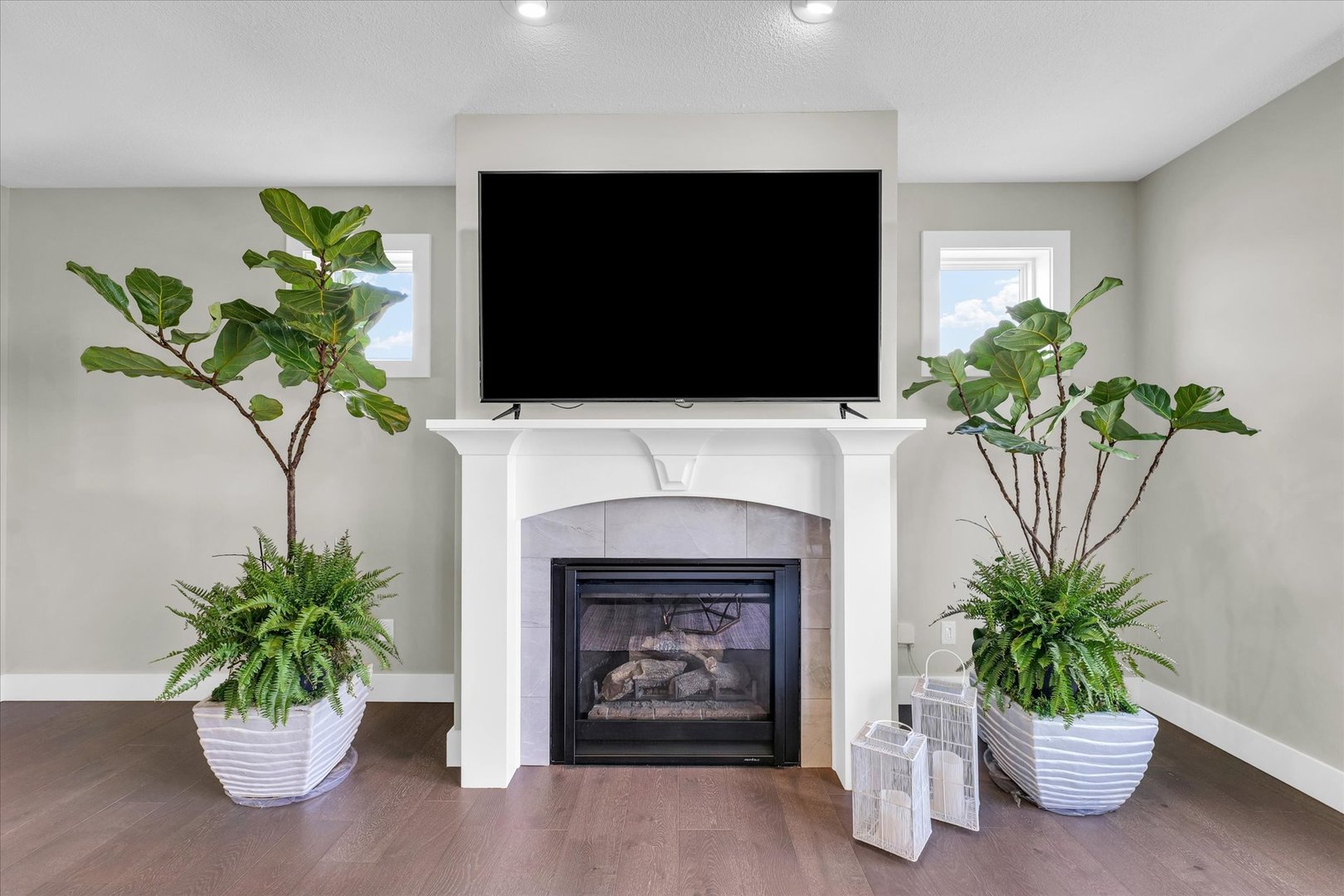 1908 Littlefield Lane Mahomet, IL 61853 - Photo 10 of 51 a living room with a potted plant and a fireplace